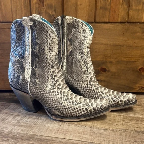 Corral Gray Snakeskin Heeled Boots - Picture 1 of 4